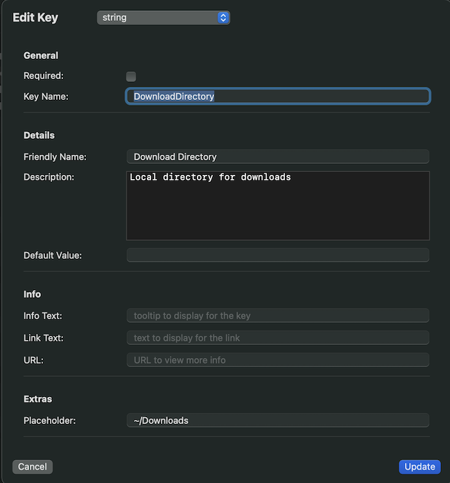 Managed App Schema Builder app string