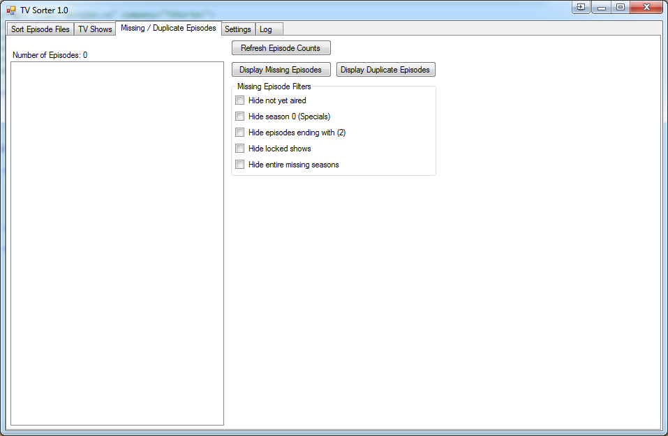 Missing and Duplicate Episodes Page
